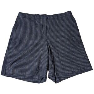 LANE BRYANT Women‎ 24 Blue Pinstripe Soft Linen Blend 10" Bermuda Shorts NEW